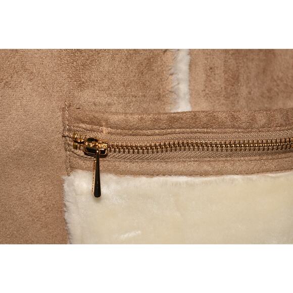SUSAN GRAVER $97 Faux Shearling‎ Vest w/ Front Pockets Brown Ivory Large - Picture 3 of 4